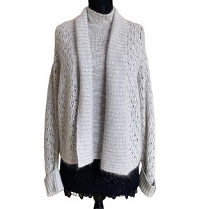 Ellen Tracy Gray Silk Mohair Fuzzy Knit Pastel Cardigan Tank Set Medium